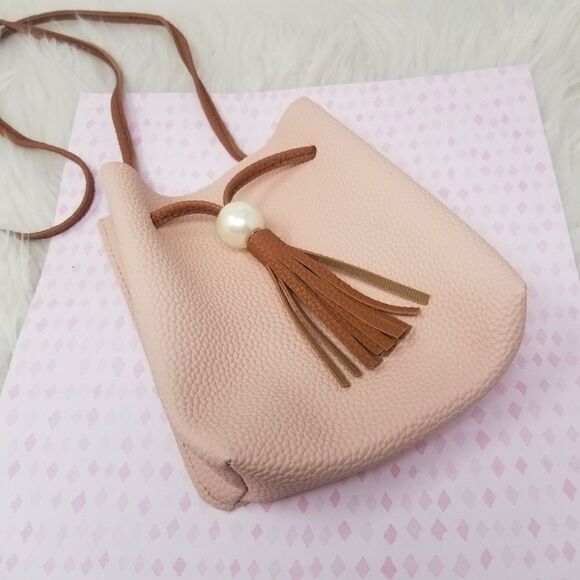 Faux Leather Drawstring Bag with Bead Tassel. - Picture 4 of 8